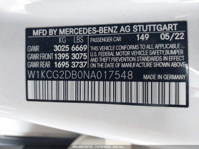 W1KCG2DB0NA017548 Mercedes-Benz EQS 450+