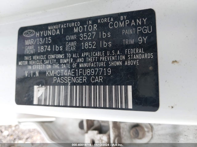 Hyundai ACCENT GLS 2015 KMHCT4AE1FU897719 Image 9