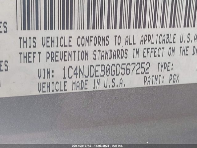 1C4NJDEB0GD567252 Jeep Compass High Altitude Edition