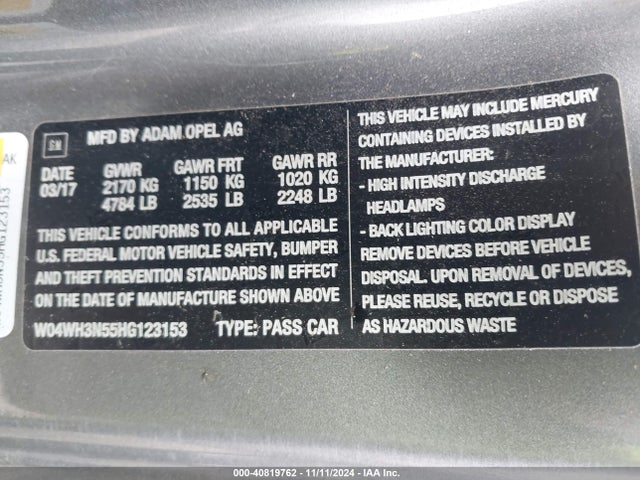 W04WH3N55HG123153 Buick Cascada Premium
