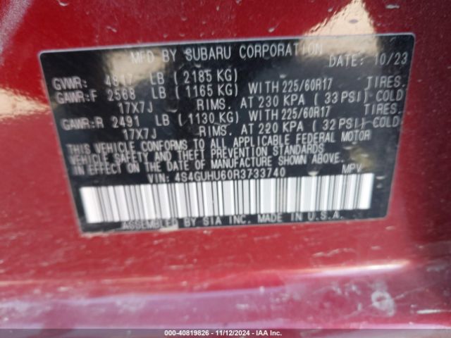 4S4GUHU60R3733740 Subaru Crosstrek Wilderness