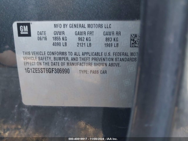 Chevrolet MALIBU 1LT 2016 1G1ZE5ST6GF306990 Image 9