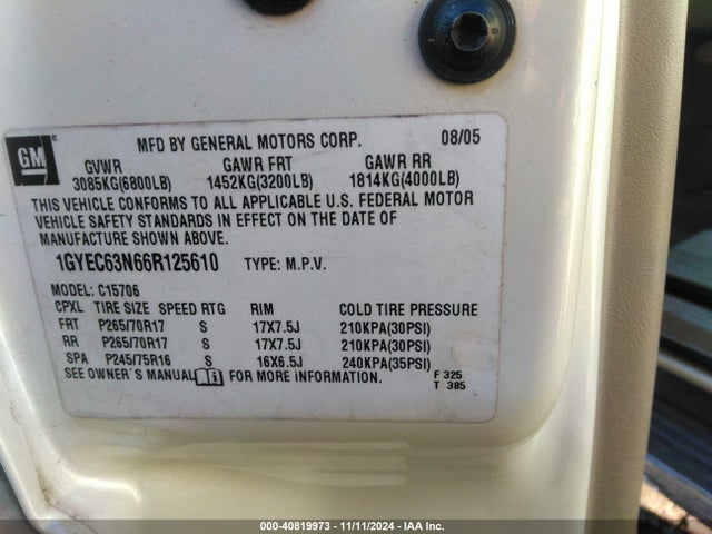 2006 CADILLAC ESCALADE 1GYEC63N66R125610 Photo 8