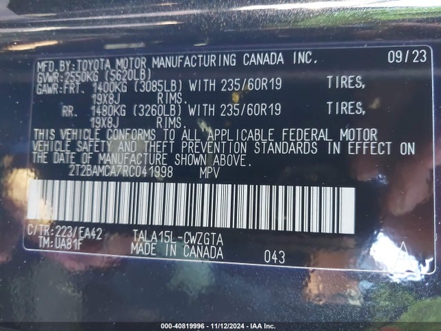 2T2BAMCA7RC041998 Lexus Rx 350 Premium