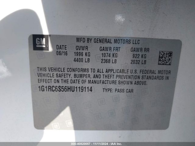 1G1RC6S56HU119114 Chevrolet VOLT LT
