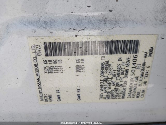 1N4AA6EV1PC501406 Nissan Maxima Sr Xtronic Cvt