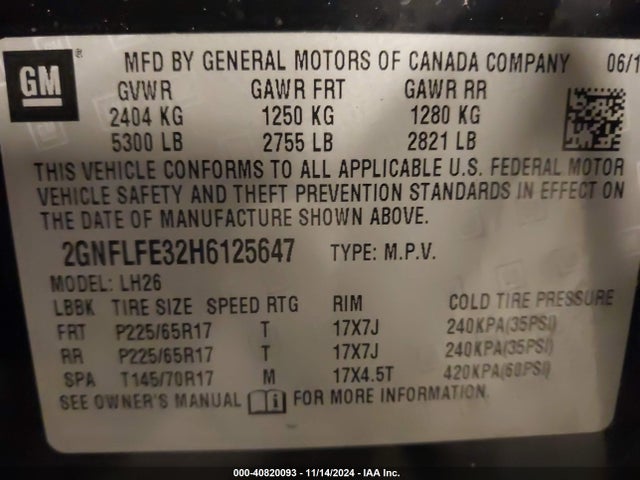 Chevrolet EQUINOX LT 2017 2GNFLFE32H6125647 Image 9