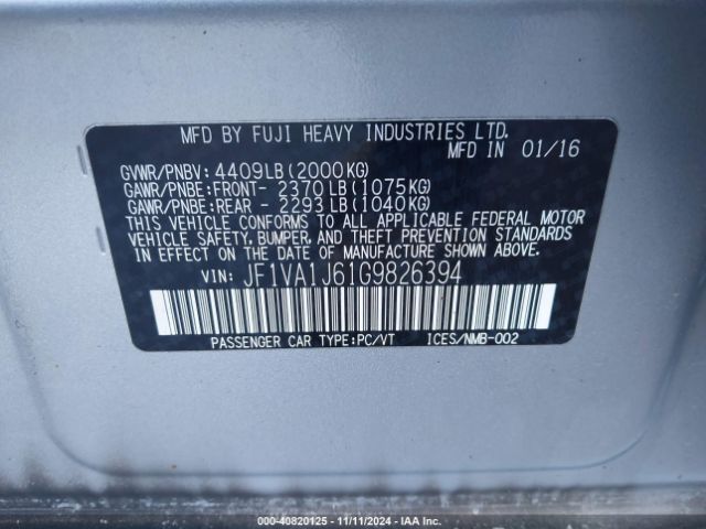 JF1VA1J61G9826394 Subaru Wrx Limited