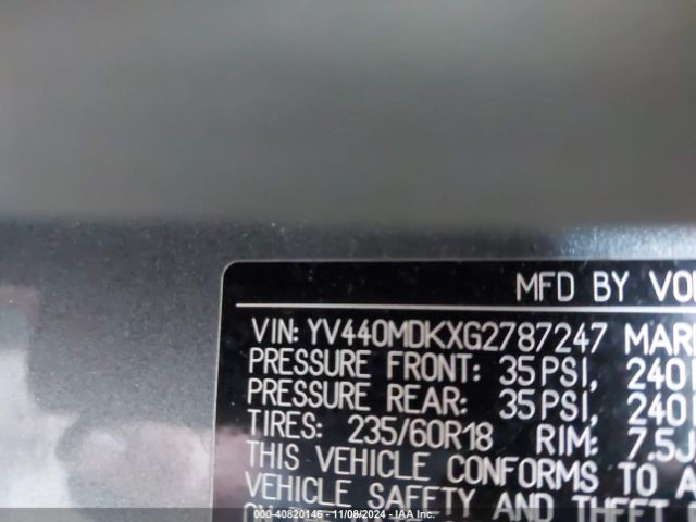 YV440MDKXG2787247 Volvo Xc60 T5 Drive-e Premier