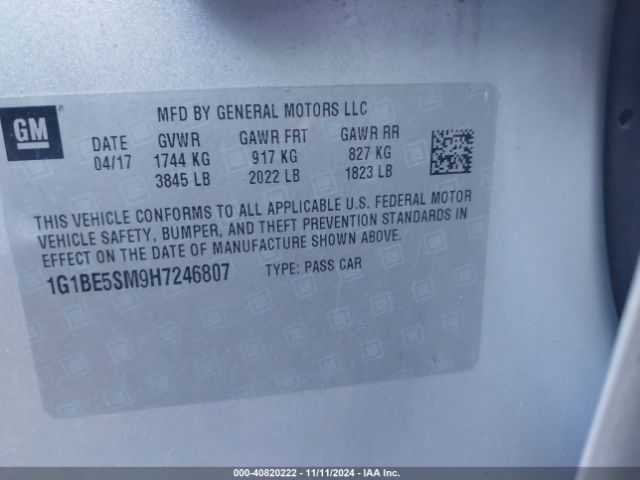 1G1BE5SM9H7246807 Chevrolet Cruze Lt Auto