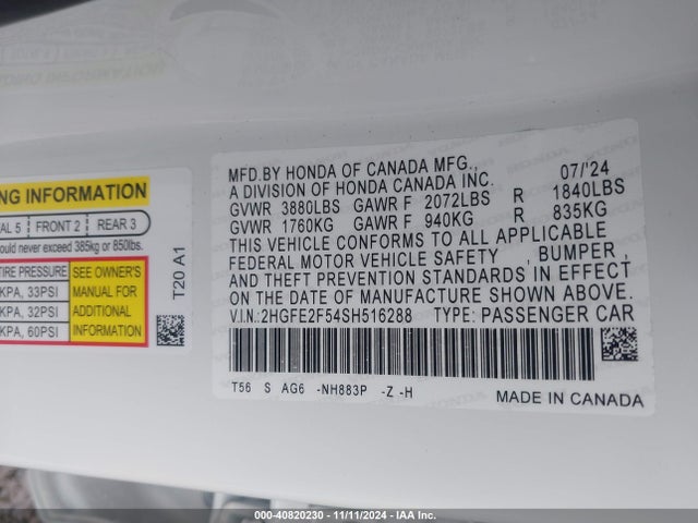 Honda Civic Sport 2025 2HGFE2F54SH516288 Image 9
