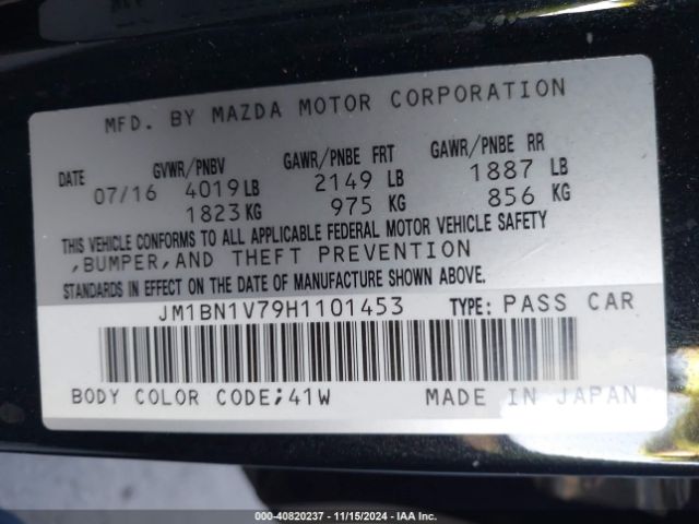 JM1BN1V79H1101453 Mazda Mazda3 Touring