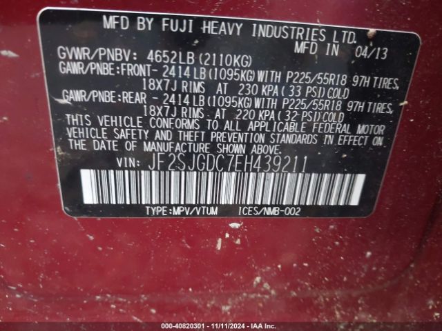 JF2SJGDC7EH439211 Subaru Forester 2.0xt Premium