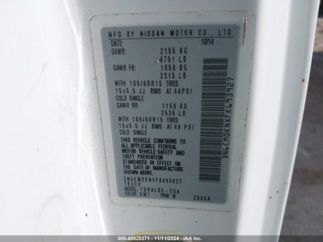 3N6CM0KNXFK693927 Nissan Nv200 S