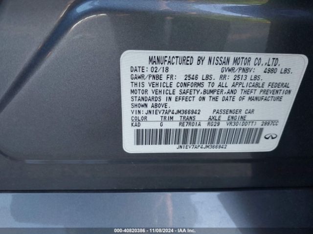 JN1EV7AP4JM366942 Infiniti Q50 3.0t Luxe