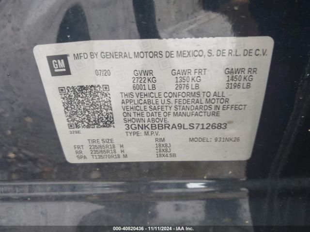 3GNKBBRA9LS712683 Chevrolet Blazer Fwd 1lt