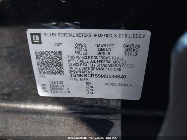 3GNKBCRS9MS536640 Chevrolet Blazer Fwd 2lt