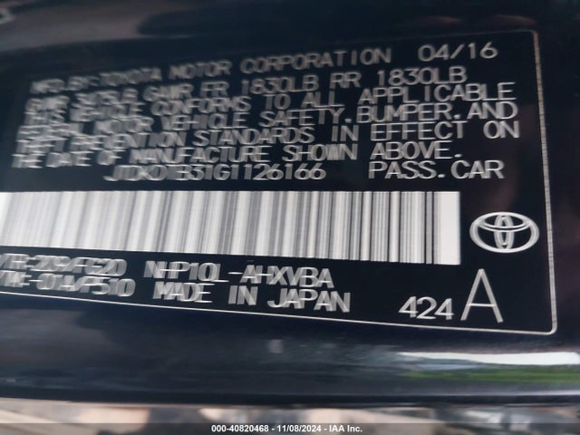 JTDKDTB31G1126166 Toyota Prius C Two