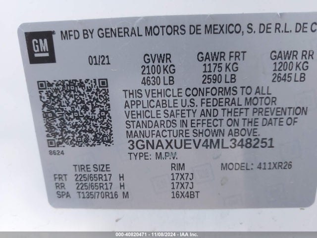 Chevrolet Equinox Awd Lt 2021 3GNAXUEV4ML348251 Image 9