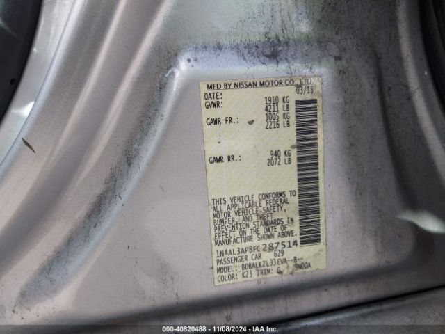 1N4AL3AP8FC287514 Nissan Altima 2.5 Sv