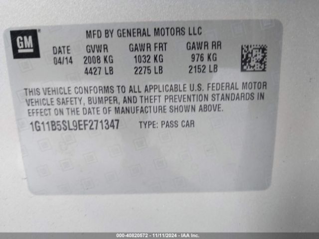 1G11B5SL9EF271347 Chevrolet Malibu 1ls