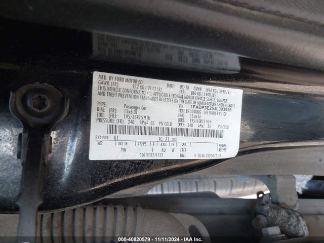 1FADP3E25JL303998 Ford FOCUS S