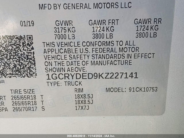 Chevrolet Silverado 1500 Lt 2019 1GCRYDED9KZ227141 Image 9