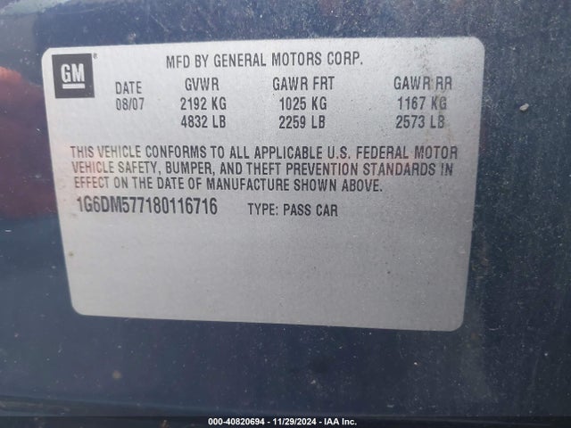 2008 CADILLAC CTS 1G6DM577180116716 Photo 8