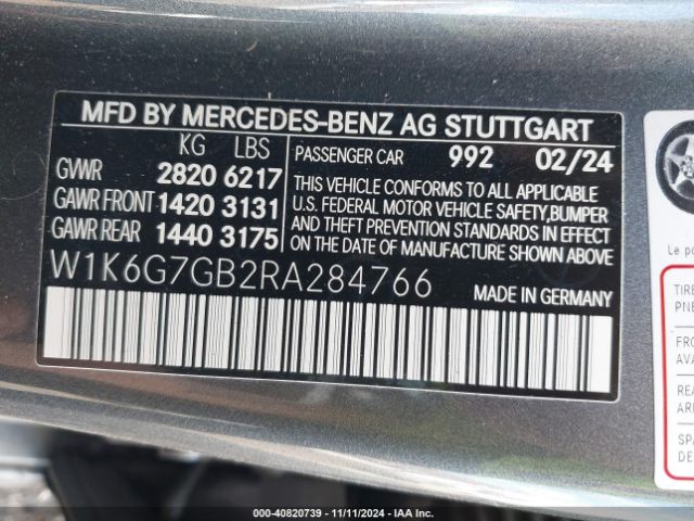 2024 MERCEDES-BENZ S 580 W1K6G7GB2RA284766 Photo 8