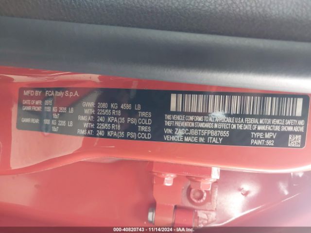 ZACCJBBT5FPB87655 Jeep Renegade Latitude