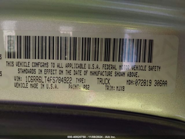 1C6RR6LT4FS784922 RAM 1500 Lone Star