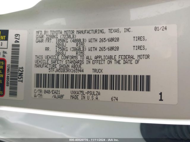 5TFJA5DB3RX165944 Toyota Tundra Limited