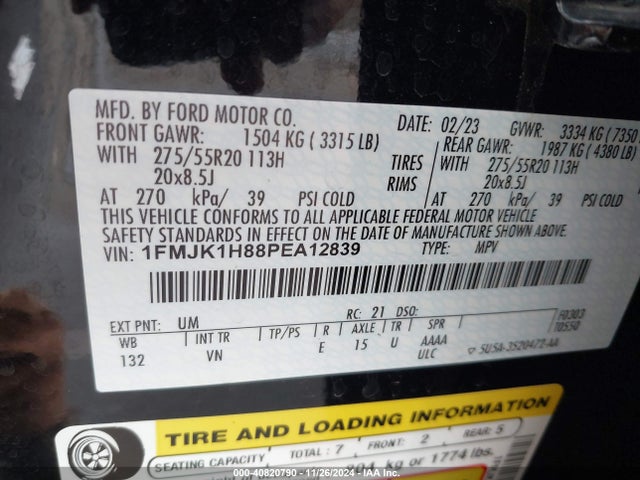 Ford Expedition Xlt Max 2023 1FMJK1H88PEA12839 Image 9