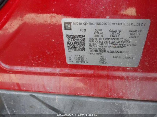 3GNKBBRA1MS538559 Chevrolet Blazer Fwd 1lt