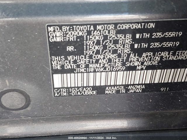 JTMC1RFV6KJ016959 Toyota Rav4 Xle Premium