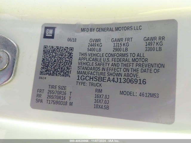 1GCHSBEA4J1306916 Chevrolet Colorado Wt