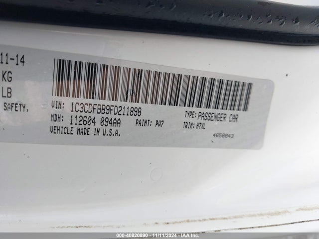 Dodge DART SXT 2015 1C3CDFBB9FD211898 Image 9