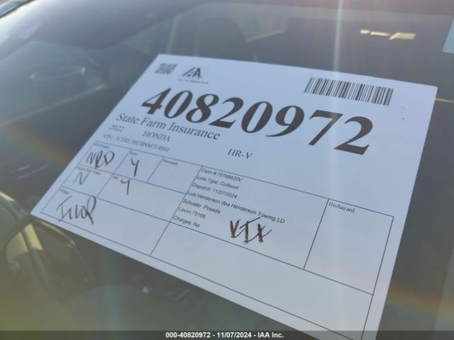 3CZRU5H78NM714001 Honda Hr-v 2wd Ex-l