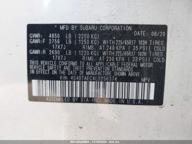 4S4BTAEC4L3256374 Subaru Outback Premium