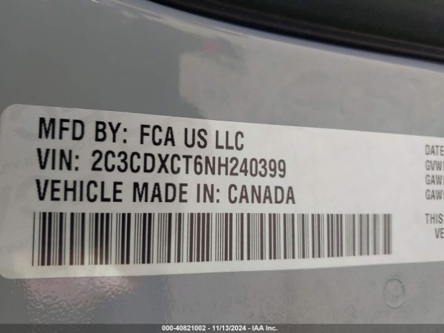 2C3CDXCT6NH240399 Dodge CHARGER R/T