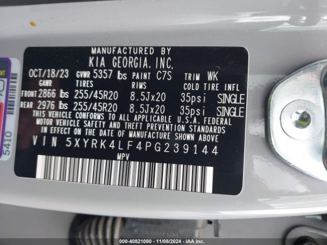 5XYRK4LF4PG239144 KIA SORENTO SX