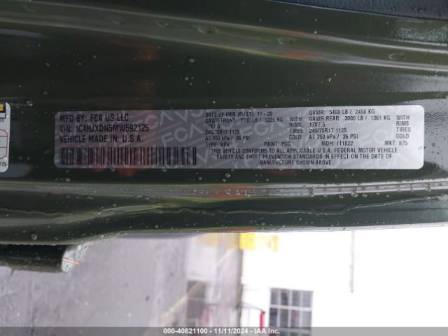 1C4HJXDN5MW592125 Jeep Wrangler Unlimited Sport S 4x4