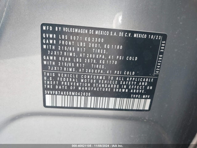 3VVFB7AX5RM042636 Volkswagen Tiguan 2.0t S