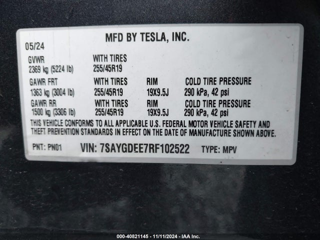 2024 TESLA MODEL Y 7SAYGDEE7RF102522 Photo 8