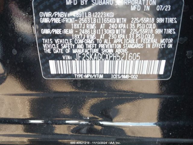 JF2SKAGCXPH521605 Subaru Forester Sport