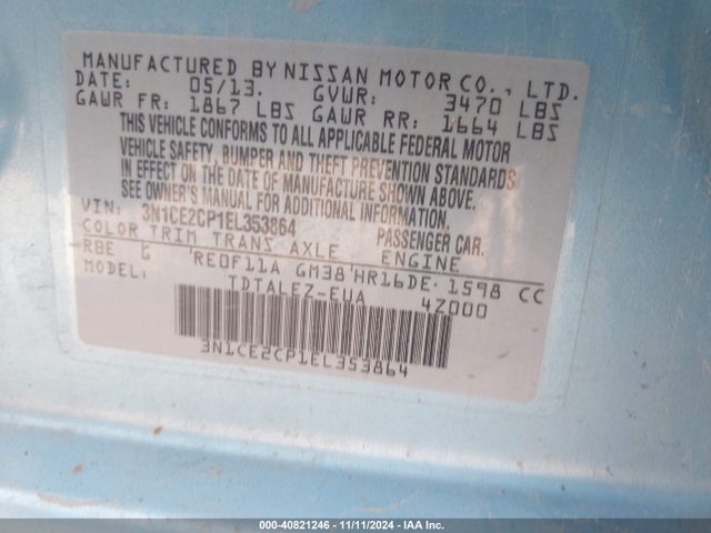 Nissan Versa Note Sv 2014 3N1CE2CP1EL353864 Image 9