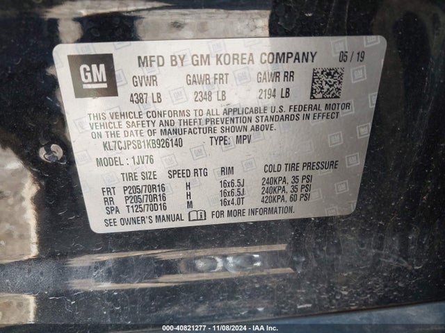 Chevrolet Trax Lt 2019 KL7CJPSB1KB926140 Image 9