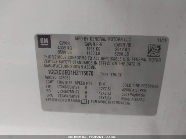 1GC2CUEG1HZ175670 Chevrolet Silverado 2500hd Wt