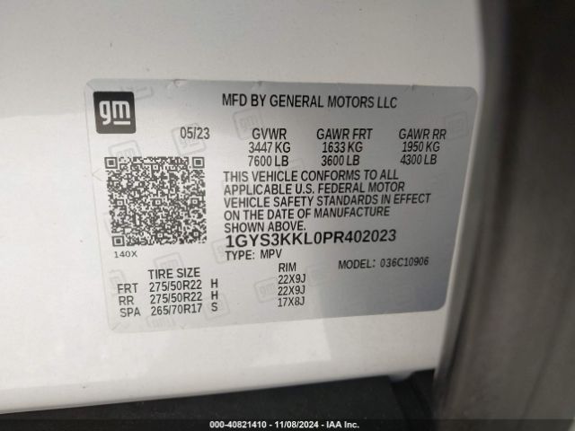 1GYS3KKL0PR402023 Cadillac Escalade Esv 2wd Premium Luxury
