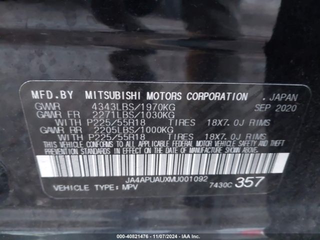 JA4APUAUXMU001092 Mitsubishi Outlander Sport 2.0 Es 2wd